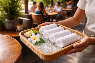 Guest comfort at Raffs: fresh towels on arrival and clean western toilets